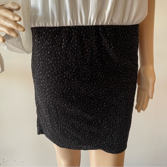 Black and White One Shoulder Ruffle Midi Pencil Dress - Picture 12 of 13